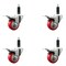 Service Caster 3'' Red Poly Swivel 1'' Expanding Stem Caster Set Total Lock Brake, 4PK SCC-EXTTL20S314-PPUB-RED-1-4 - alternate 1